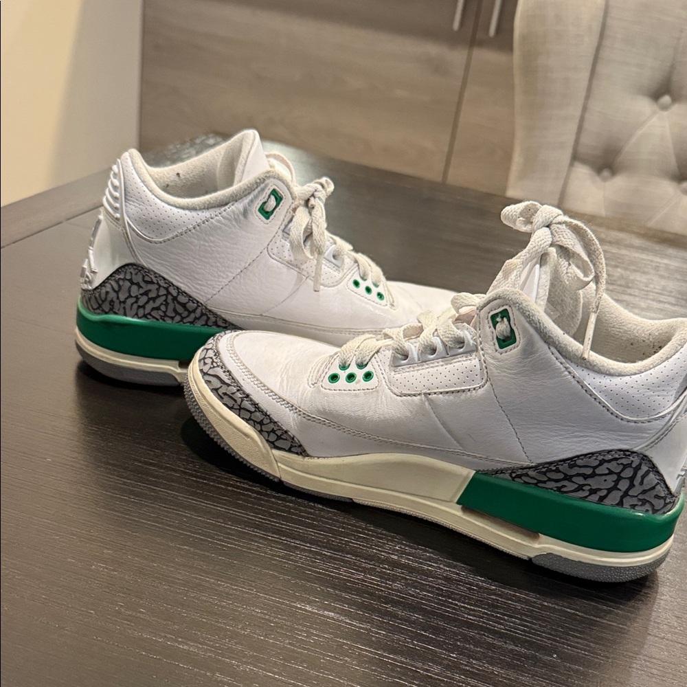 Jordan White and Green Sneakers